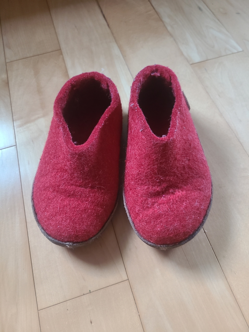 Glerups Red Wool Kids Slippers 28